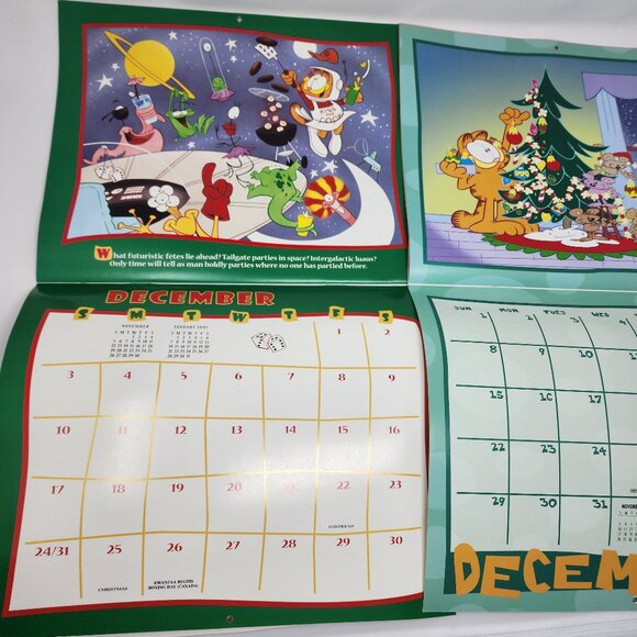 Lot of 2 Vtg 2000 & 2002 Garfield the Cat Wall Calendars 13" Colorful Comics Art - Picture 9 of 14